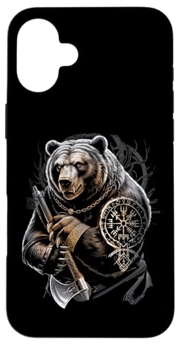 Berserker Bär Odin Vegvisir Nordischer Kompass Wikinger Hülle für iPhone 16 Plus Berserker Bär Odin Vegvisir Nordischer Kompass Wikinger Hülle für iPhone 16 Plus von Viking Valhalla Krieger Normanne Runenkreis Götter