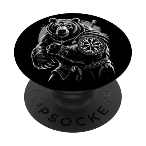 Berserker Bär Odin Vegvisir Nordischer Kompass Wikinger PopSockets Klebender PopGrip von Viking Valhalla Krieger Normanne Runenkreis Götter