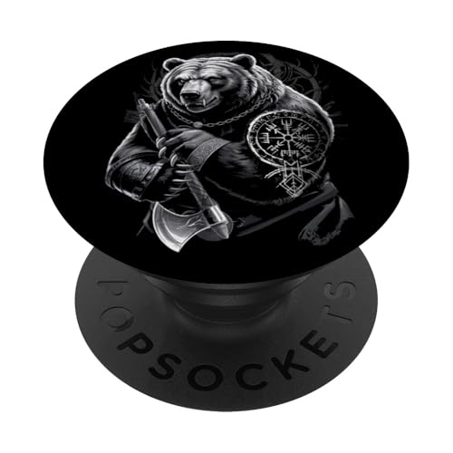 Berserker Bär Odin Vegvisir Nordischer Kompass Wikinger PopSockets Klebender PopGrip von Viking Valhalla Krieger Normanne Runenkreis Götter