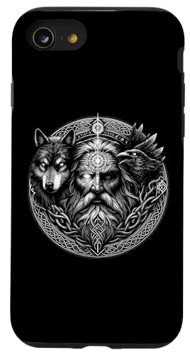 Hülle für iPhone SE (2020) / 7 / 8 Walhalla Odin Totentiere Rabe Wolf Runen Kreis Wikinger von Viking Valhalla Krieger Normanne Runenkreis Götter