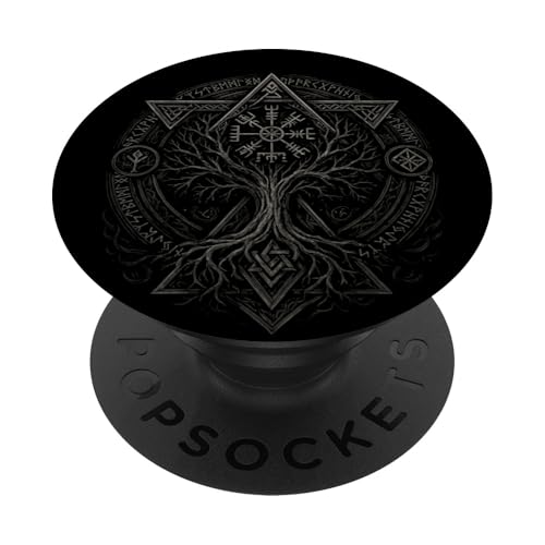 Nordischer Lebensbaum Yggdrasil Vegvisir Runenkreis Wikinger PopSockets Klebender PopGrip Nordischer Lebensbaum Yggdrasil Vegvisir Runenkreis Wikinger PopSockets Klebender PopGrip von Viking Valhalla Krieger Normanne Runenkreis Götter