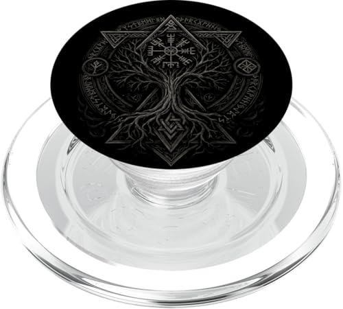 Nordischer Lebensbaum Yggdrasil Vegvisir Runenkreis Wikinger PopSockets PopGrip für MagSafe von Viking Valhalla Krieger Normanne Runenkreis Götter