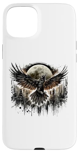 Rabe vor Vollmond Odins Rabe Nordische Mythologie Wikinger Hülle für iPhone 15 Plus Rabe vor Vollmond Odins Rabe Nordische Mythologie Wikinger Hülle für iPhone 15 Plus von Viking Valhalla Krieger Normanne Runenkreis Götter