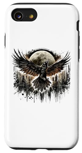 Rabe vor Vollmond Odins Rabe Nordische Mythologie Wikinger Hülle für iPhone SE (2020) / 7 / 8 von Viking Valhalla Krieger Normanne Runenkreis Götter
