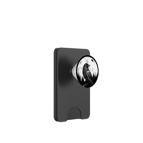 Rabe vor Vollmond Odins Rabe Nordische Mythologie Wikinger PopSockets PopWallet für MagSafe von Viking Valhalla Krieger Normanne Runenkreis Götter