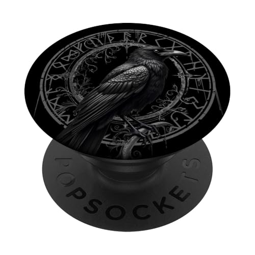 Walhalla Rabe Raben Odins Runen Nordischer Kompass Wikinger PopSockets Klebender PopGrip von Viking Valhalla Krieger Normanne Runenkreis Götter