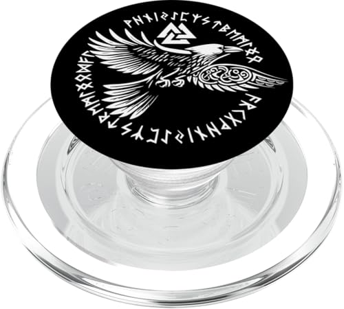 Walhalla Rabe Raben Odins Runen Nordischer Kompass Wikinger PopSockets PopGrip für MagSafe von Viking Valhalla Krieger Normanne Runenkreis Götter