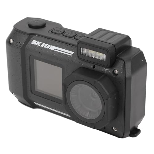 4K-Unterwasserkamera, 90 M, 65 MP, wasserdichte Kamera mit Autofokus, Schwimmfähige Digitalkamera mit Zwei Bildschirmen und 2,88 Zoll und 1,44 Zoll Zum Schnorcheln (Black) von Vikye