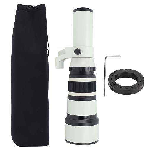 500 Mm F/6,3 Prime-Teleobjektiv mit Manueller Fokussierung + T2-Adapterring für Objektivmontage, Teleobjektiv für Astronomische Fotografie für EF-Bajonettobjektiv (White) von Vikye