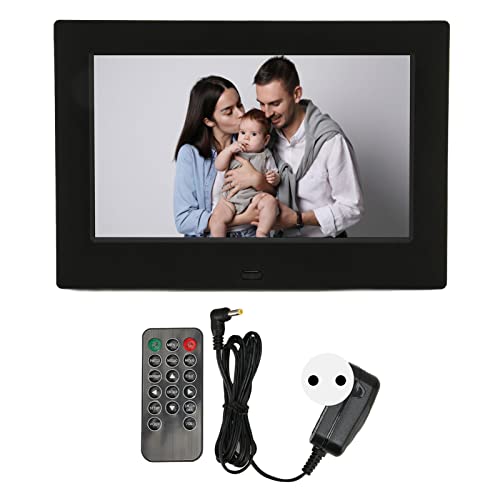 7-Zoll-Digital-Bilderrahmen, 1024 X 600 HD IPS-Bildschirm 1080P Digitaler Fotorahmen Elektronischer Fotorahmen mit Uhr- und Kalenderfunktion (EU-Stecker) von Vikye