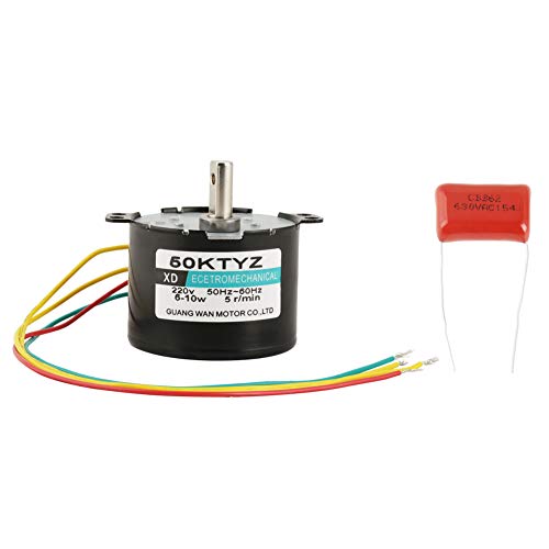 AC 220 V Motor mit niedriger Drehzahl, 5-50 U/min Miniatur-Synchronmotor mit niedriger Drehzahl und niedrigem Geräuschpegel, großes Drehmoment, im Uhrzeigersinn/gegen den Uhrzeigersinn (5rpm) von Vikye