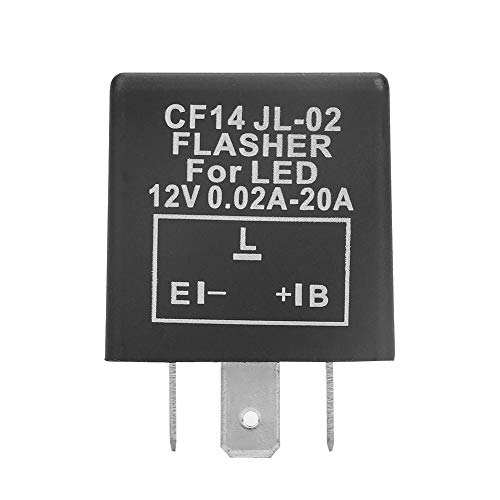 Blinkrelais, CF14 JL-02 3-Pin 12V LED Blinkrelais 0.02A-20A für Blinklicht Hyper Flash Fix - Wasserdicht, Staubdicht, Langlebig (Schwarz) von Vikye