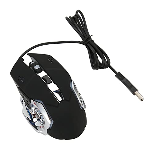 Computer-Gaming-Mäuse, Optische USB-Gaming-Maus, Geräuschlos, Kabelgebunden, 1200 1600 2400 3600, 4 Einstellbare DPI Bis zu 3600, RGB, für Windows 7 8 10 XP, 6 Tasten (Schwarze hörbare Maus) von Vikye