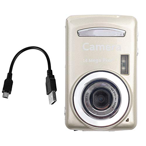 Digitalkamera, 2,4-Zoll-Großbildschirm, 16 MP, 720 P, 30 FPS, 16-facher Zoom, HD, Tragbare Digitale Videokamera, Camcorder (Gold) von Vikye