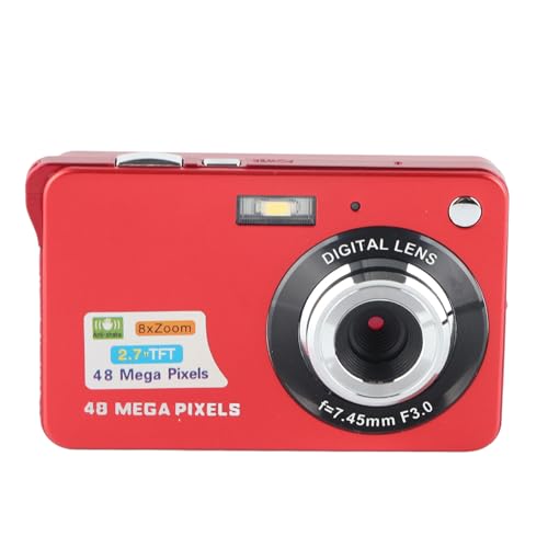 Digitalkamera, 48 MP 4K Anti-Shake-Digitalkamera, Unterstützt 128 GB Speicherkarte, 8-Fach-Zoom-Kamera mit 2,7-Zoll-LCD-Bildschirm, C3 48 Rot von Vikye