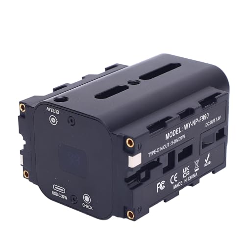 Dummy Battery Power Adapter, Doppel-NP-F-Schnittstellen-Stromadapter mit 9000mAh & Type-C, für Kamera-Displays und Drahtloses Video von Vikye