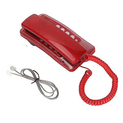 KXT‑438 Schnurgebundenes Telefon, Kabelgebundenes Telefon mit Pausenfunktion Hängendes Telefon, Wandmontierter Schreibtisch, Festnetzanschluss für das Home (Rot) von Vikye