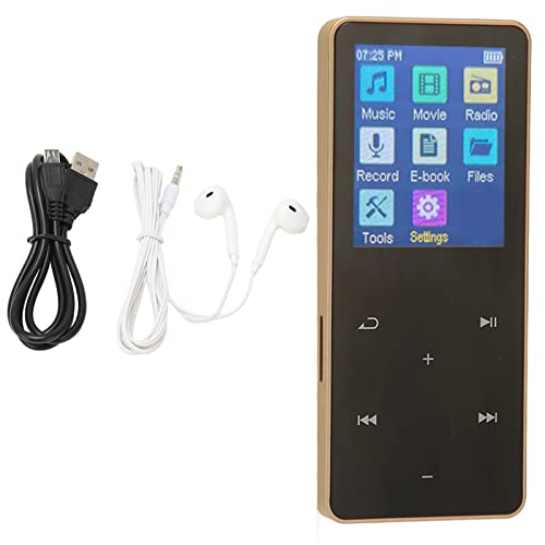 MP3-MP4-Player, Bluetooth 5.0 MP3-Musikplayer mit 1,8-Zoll-Touchscreen, 300-mAh-Lithiumbatterie, Tragbarer Musikplayer für den Sport (Gold) von Vikye