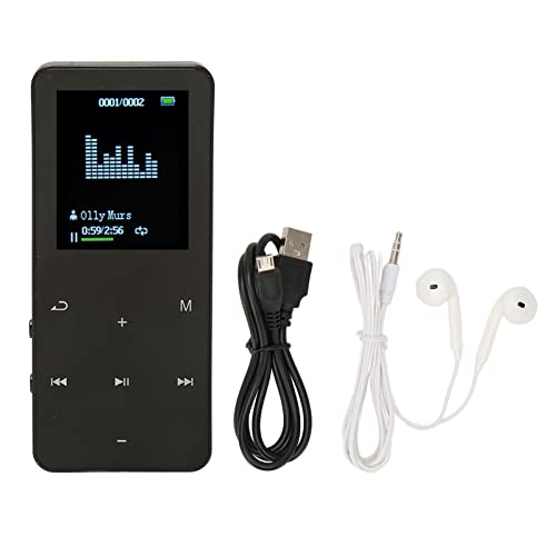 MP3-Player mit 8G-Speicher, Bluetooth 4.2, Tragbarer Musik-Player, Rauschunterdrückung mit 1,8-Zoll-Bildschirm, Unterstützt Bis zu 128 GB (Schwarz) von Vikye