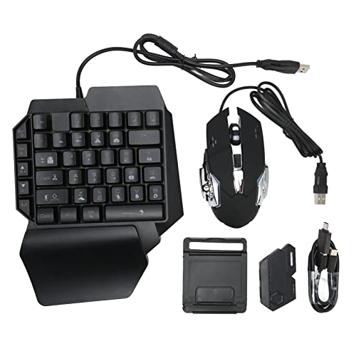 Mechanische Einhand-RGB-Gaming-Tastatur, 35 Tasten, Tragbare -Gaming-Tastatur mit Gaming-Maus, Konverter und Ständer, Kabelgebundener USB-Gamecontroller für IOS Android Mechanische Einhand-RGB-Gaming-Tastatur, 35 Tasten, Tragbare -Gaming-Tastatur mit Gaming-Maus, Konverter und Ständer, Kabelgebundener USB-Gamecontroller für IOS Android von Vikye