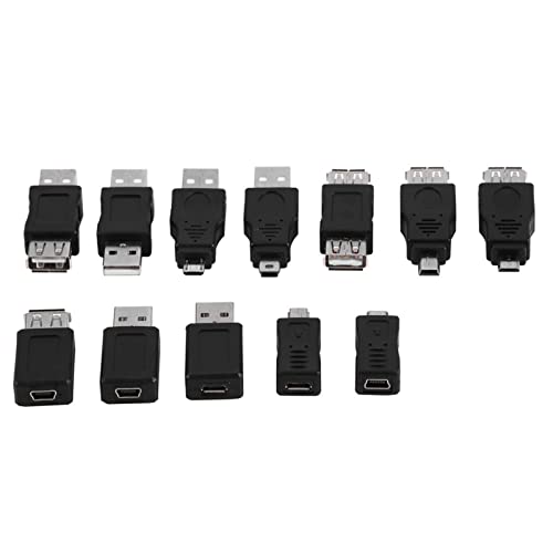 Micro-USB-Adapter, 12 Stück, Mehrere USB 2.0-Adapter, Micro/-Stecker-Buchsen-Konverter-Anschlüsse, Geeignet für Büroarbeiten von Vikye