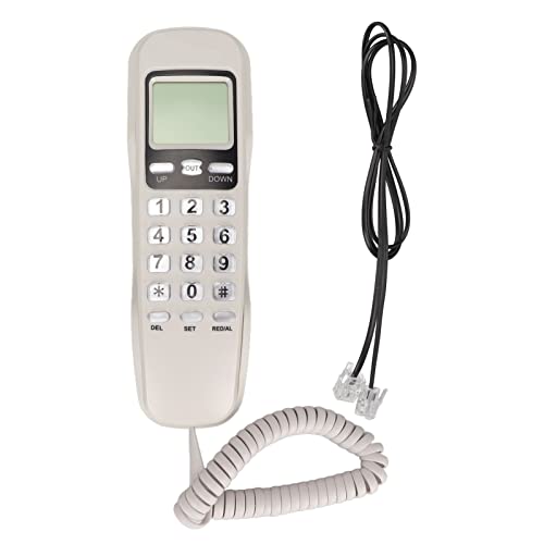 Schnurgebundenes Telefon, Kleines Kabelgebundenes Festnetztelefon, Flash-Wahlwiederholung, LCD-Display, Schnurgebundenes Telefon, Telefone für Senioren, Festnetzanschluss für das Heimbüro(Weiß) von Vikye