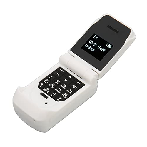 Senioren-Klapptelefon Entsperrt, Klapptelefon 0,66 Zoll LCD, 300-mAh-Akku, Einfach zu Bedienen, Klarer Ton, Einfaches Handy mit Bluetooth-Dialer, 500 Adressbuch für Senioren und (Weiss) von Vikye