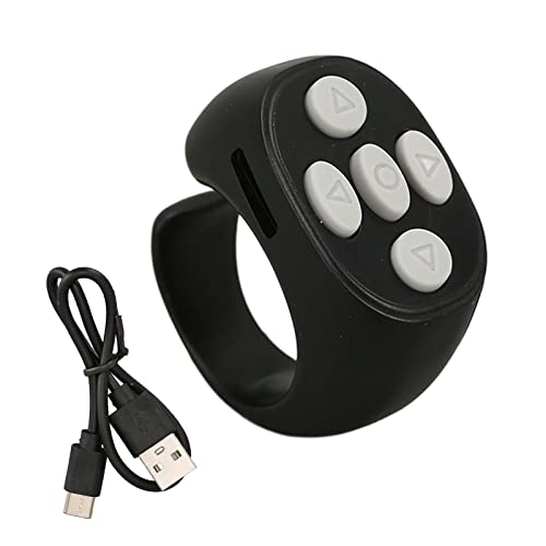 Tik Tok Bluetooth-Fernbedienung Page Turner, Tiktok Wireless Scroll Remote, Wiederaufladbar, Ring-Design Tiktok Bluetooth-Fernbedienung Remote Photograph Page Turner(Schwarz) von Vikye