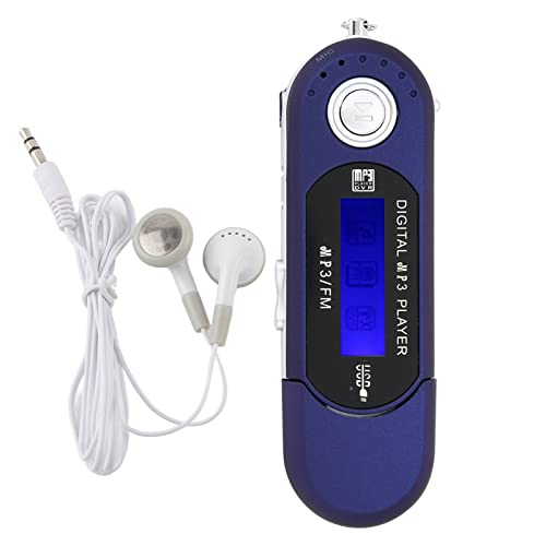 Tragbarer Musik-MP3-USB-Player mit LCD-Bildschirm, UKW-Radio, Sprach- und Speicherkartenunterstützung (Blau) von Vikye