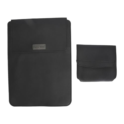 Vertikale Laptop-Hülle mit Mehreren Taschen, PU-Leder, Leicht und Stilvoll, 13 14 Zoll, Schwarz, mit Aufbewahrungstasche, für OS Laptop 13, für Arbeit und Täglichen Gebrauch von Vikye