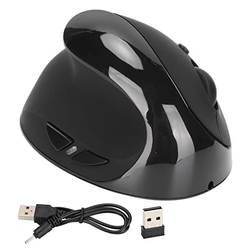 Vertikale Maus für Linkshänder, 2,4 G Kabellose, Einstellbare DPI, Wiederaufladbare Kabellose Maus mit USB-Adapter für PC, Laptops (Schwarz) von Vikye