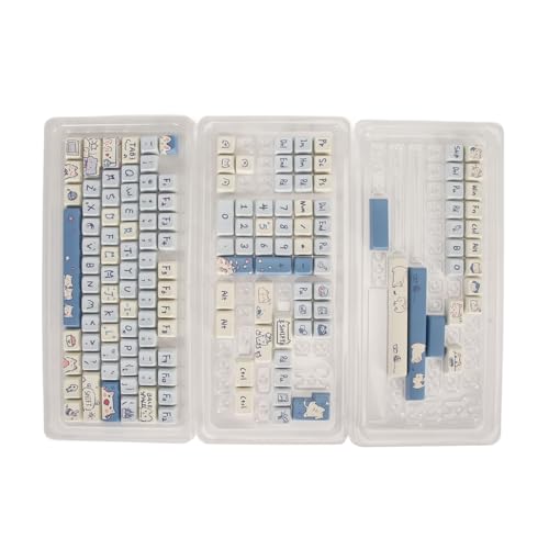 Vikye 148 Tasten PBT-Tastatur-Tastenkappen, Farbsublimation, Cartoon-Stil, Ergonomisches Design, für Mechanische Tastatur, PC, Gaming, Heimwerken (Kätzchen) von Vikye