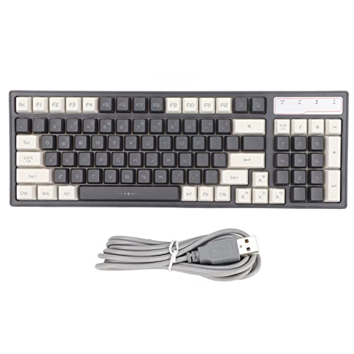 Vikye 2,4 G Kabellose Gaming-Tastatur mit RGB-Licht, 96 Tasten, Ergonomische Mechanische Tastatur für Computer, Lange Standby-Zeit (L900 Grau-weiße kabellose Tastatur) von Vikye