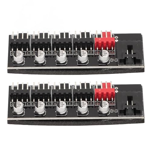 Vikye 4-poliger PWM-Lüfter-Hub für PC-Gehäuse. 5-Wege-Kühlregler mit 3-poligem und 4-poligem Kabel, Platzsparendes Design mit Doppelseitigem Klebeband, ABS-Material von Vikye