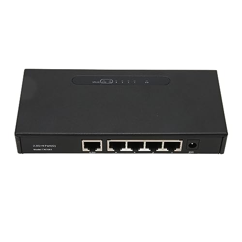 Vikye 5-Port-Gigabit-Ethernet-Switch, PoE-Switch mit Metallgehäuse für Büro, Leiser Desktop-Ethernet-Splitter, 78 W, 5 Port RJ45, 2500 Mbit/s, 1000 Mbit/s (EU-Stecker) von Vikye