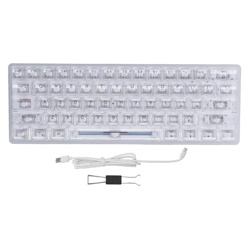 Vikye 61 Tasten Gaming-Tastatur, Kabelgebundene Transparente Mechanische Tastatur, Hot-Plug-Schalter, 19 Lichteffekte, Transparente Tastatur für Büro von Vikye