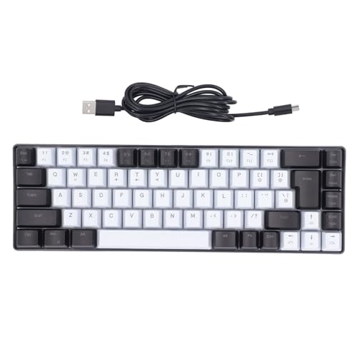 Vikye 68-Tasten-Gaming-Tastatur, USB-verkabelte Membran-Gaming-Tastatur, RGB-Hintergrundbeleuchtung, Ergonomische Computertastatur für PC (Schwarz und weiß) von Vikye