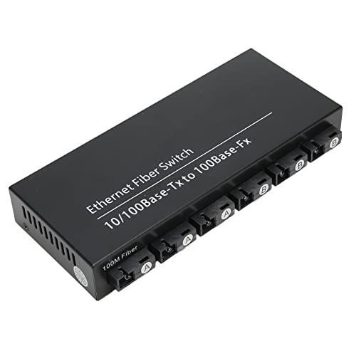 Vikye 8-Port-Ethernet-Glasfaser-Switch, 100 Mbit/s 6 Optischer Port SC RJ45-Port Ethernet-Glasfaser-Medienkonverter Glasfaser-Transceiver mit LED-Anzeige von Vikye