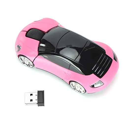 Vikye Autoförmige Tragbare 2,4-G-Akku-Maus mit USB-Empfänger, Präzise Optische Positionierung, Ergonomisches Design, Langlebiges ABS-Material, Intelligente Energieeinsparung (Rosa) von Vikye