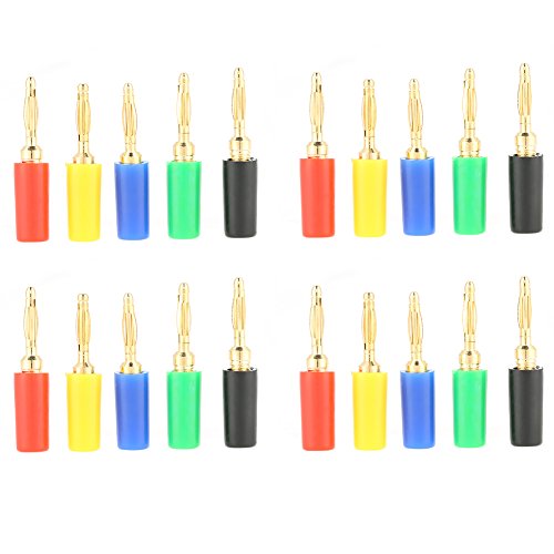 Vikye Bananenstecker, 20 Teile/Satz 2mm Mischfarben Bananenstecker Jack Prüfspitzen Stecker für Verstärker für Instrument Lautsprecher Verstärker von Vikye