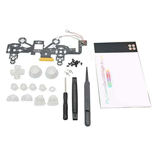Vikye D-Pad LED-Tasten-Kit, Leuchtende D-Pad-Gesichtstasten 8 Farben 19 Modi DIY-Ersatz-LED-Tasten-Kit für PS4-Controller von Vikye