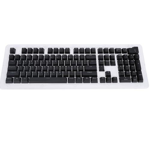 Vikye Deutsche Tastatur-Tastenkappen, Minimalistisches, Durchscheinendes ABS-Material, 108 Tasten, für Tastaturen mit 61, 64, 68, 84, 87, 96, 98, 100, 104, 108 Tasten, Einfache (Black) von Vikye