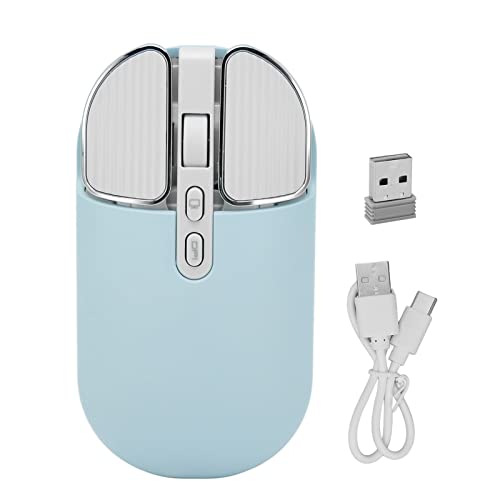 Vikye Drahtlose Maus, BT 5.1 2,4 GHz Kabellose Leise Maus 3 Einstellbare DPI 800 1600 2400 DPI, Leichte Büromaus 500 MAh Akku, für Win, für OS X Laptop (Blau) von Vikye