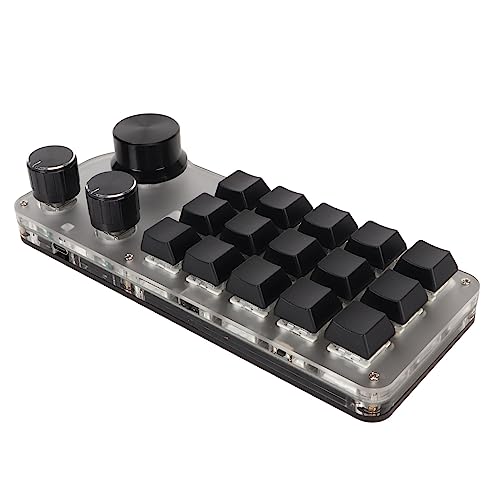 Vikye Einhändig Programmierbare Mechanische Tastatur, 15-Tasten-Programmiertastatur mit 3 Knöpfen, Typ-C-kabelgebundener Bluetooth-2,4-G-Drahtlos-DREI-Modus-Verbindung, DIY von Vikye