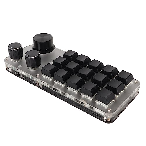 Vikye Einhändig Programmierbare Mechanische Tastatur, 15-Tasten-Programmiertastatur mit 3 Knöpfen, Typ-C-kabelgebundener Bluetooth-2,4-G-Drahtlos-Drei-Modus-Verbindung, DIY von Vikye