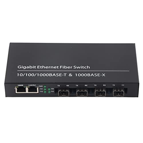 Vikye Ethernet-Medienkonverter RJ45 10 100 1000M 4 Glasfaser 2 Ports Singlemode Dual Glasfaser mit SC-Glasfaserschnittstelle, Vollduplex oder Halbduplex, VIKYE4XHK1DGP5M von Vikye