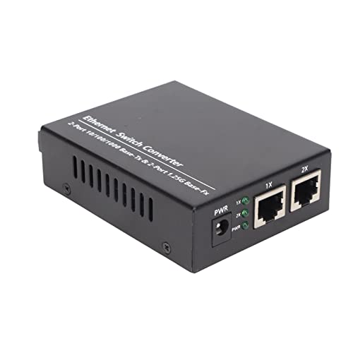 Vikye Ethernet-Switch-Konverter, 1,25 Gbit/s Optischer Medienkonverter mit LED-Anzeige, Ethernet-Switch-Konverter für Singlemode-Glasfasermodule von Vikye