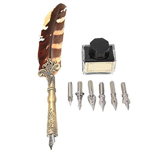 Vikye Federkiel, Kalligraphie Federdip Federkiel Schreiben Europäischen Retro Federdip Stift Edelstahl Schreibfedern Pen-Set Geschenk mit Verpackung Box Vikye Federkiel, Kalligraphie Federdip Federkiel Schreiben Europäischen Retro Federdip Stift Edelstahl Schreibfedern Pen-Set Geschenk mit Verpackung Box von Vikye