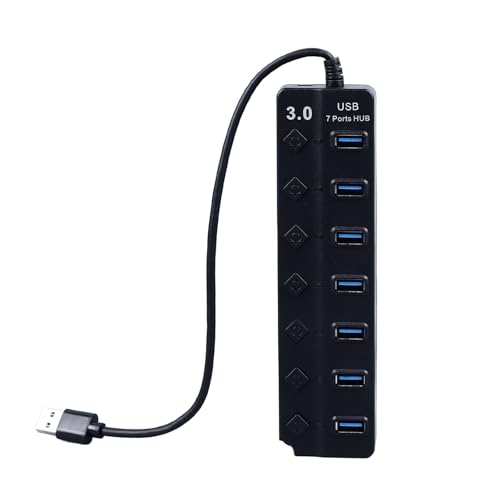Vikye Hub, 7-Port-USB-Daten-Hub-Splitter mit Unabhängigem Schalter, Effiziente Erweiterung für Laptop-PC-Mobilgeräte, Kompatibel mit Computern, Laptops und Mehr von Vikye