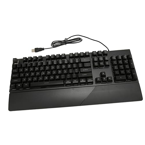 Vikye Kabelgebundene Gaming-Tastatur aus Metall, Abnehmbare Handballenauflage, Regenbogen-LED-Hintergrundbeleuchtung, Mechanische Tasten von Vikye